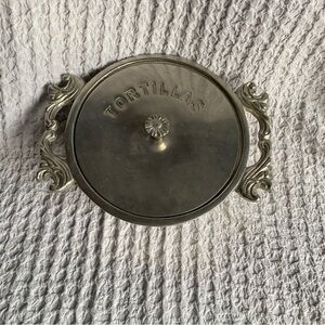 Vintage Tortilla warmer tortilla serving dish / silver pewter
